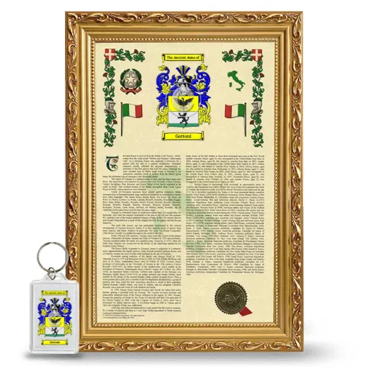 Gattoni Framed Armorial History and Keychain - Gold