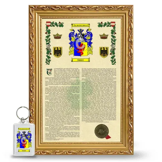 Gauser Framed Armorial History and Keychain - Gold