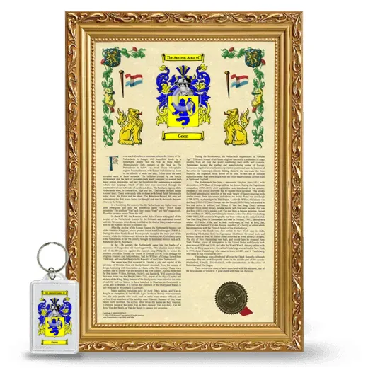Geen Framed Armorial History and Keychain - Gold