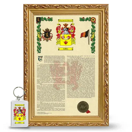 Geffen Framed Armorial History and Keychain - Gold