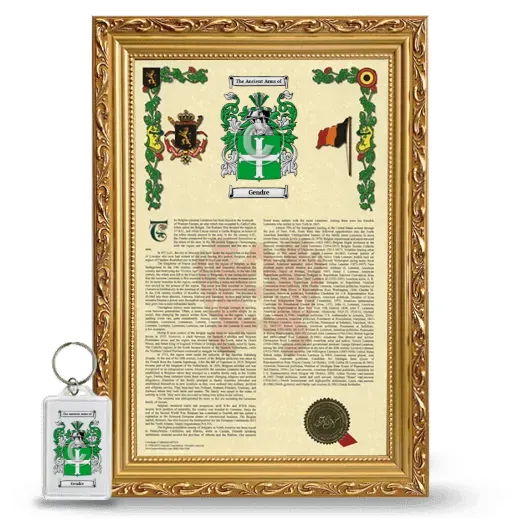 Gendre Framed Armorial History and Keychain - Gold