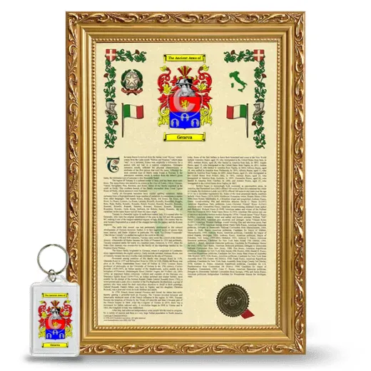 Geneva Framed Armorial History and Keychain - Gold