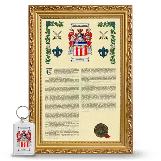 Geoffroy Framed Armorial History and Keychain - Gold