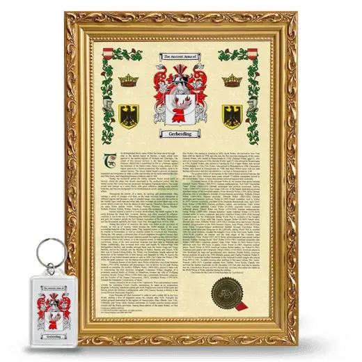 Gerberding Framed Armorial History and Keychain - Gold