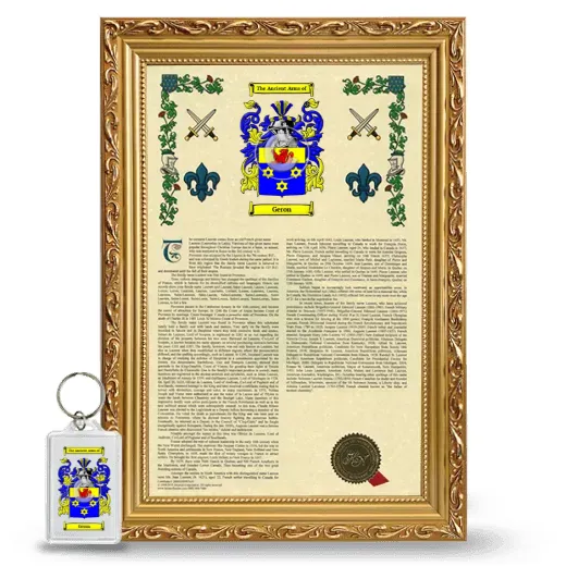 Geron Framed Armorial History and Keychain - Gold