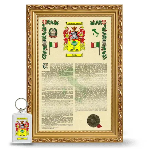Giglio Framed Armorial History and Keychain - Gold