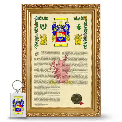 Gillie Framed Armorial History and Keychain - Gold