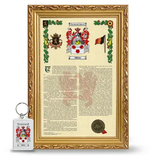 Gilman Framed Armorial History and Keychain - Gold