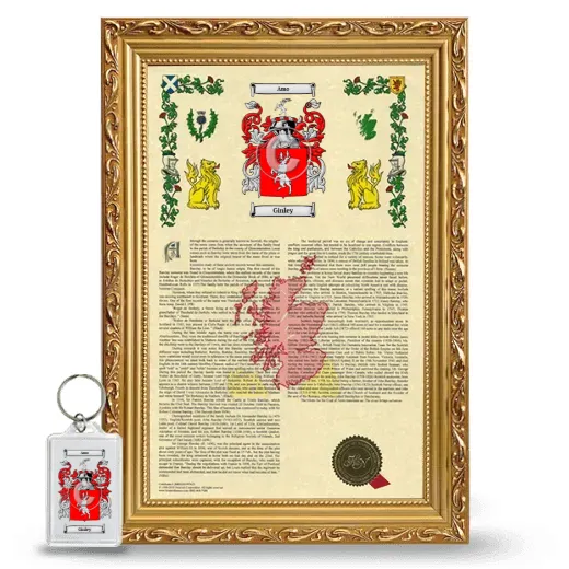 Ginley Framed Armorial History and Keychain - Gold