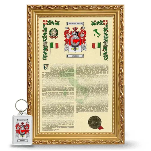 Giuliani Framed Armorial History and Keychain - Gold