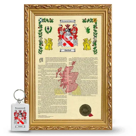 Glasford Framed Armorial History and Keychain - Gold