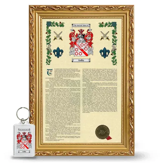 Godby Framed Armorial History and Keychain - Gold