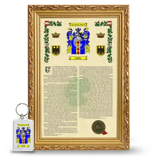 Godeke Framed Armorial History and Keychain - Gold
