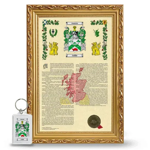 Goldie Framed Armorial History and Keychain - Gold