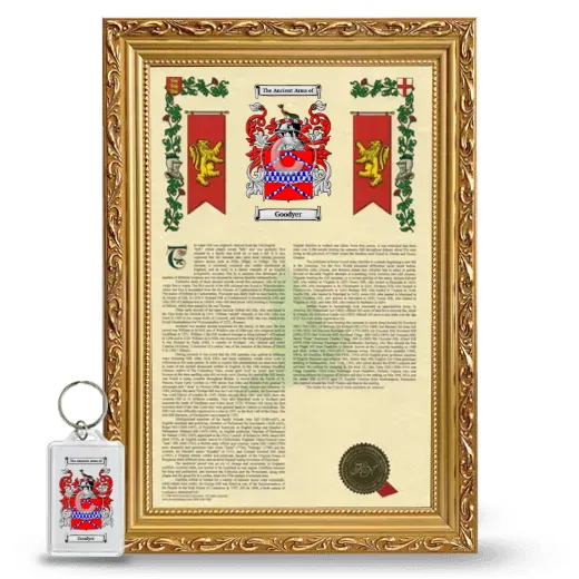 Goodyer Framed Armorial History and Keychain - Gold