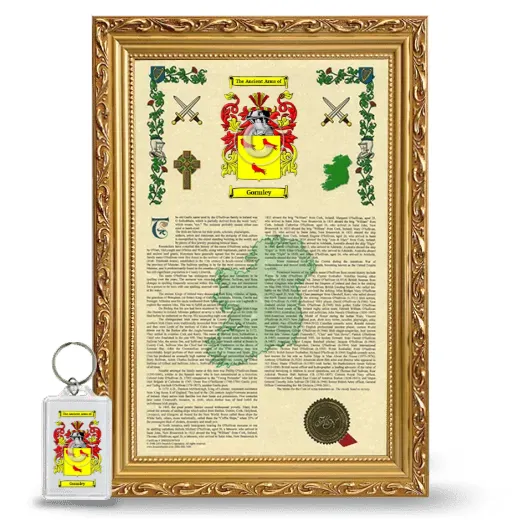 Gormley Framed Armorial History and Keychain - Gold