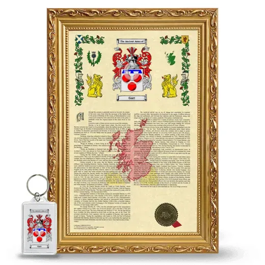 Gort Framed Armorial History and Keychain - Gold