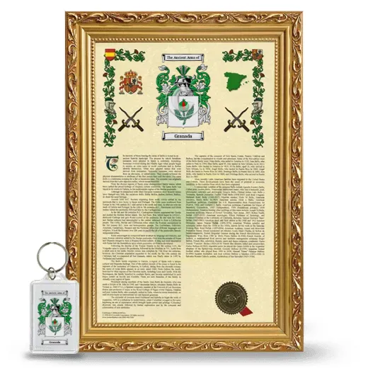 Granada Framed Armorial History and Keychain - Gold