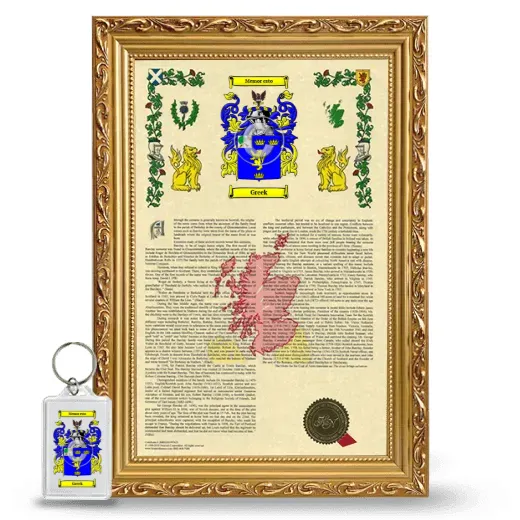 Greek Framed Armorial History and Keychain - Gold