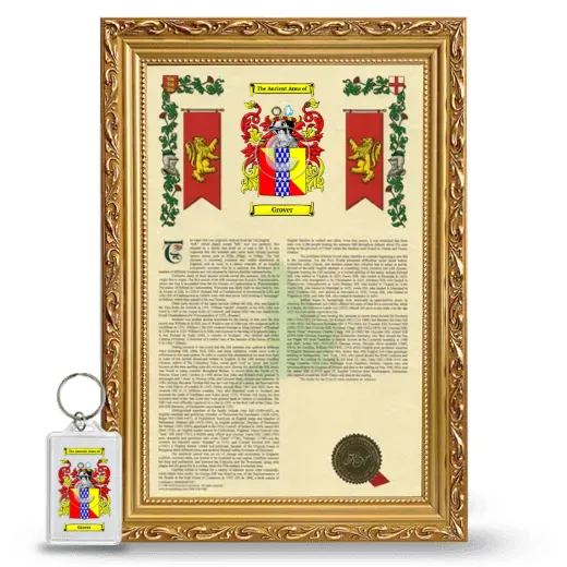 Grover Framed Armorial History and Keychain - Gold