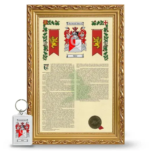 Grue Framed Armorial History and Keychain - Gold