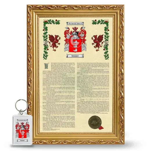 Grunner Framed Armorial History and Keychain - Gold