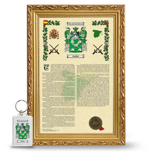 Gualter Framed Armorial History and Keychain - Gold