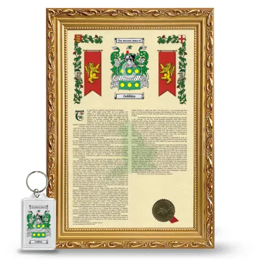Gubbins Framed Armorial History and Keychain - Gold