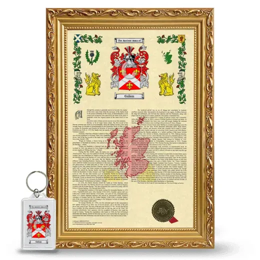 Gulam Framed Armorial History and Keychain - Gold
