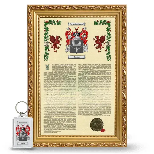 Guntar Framed Armorial History and Keychain - Gold