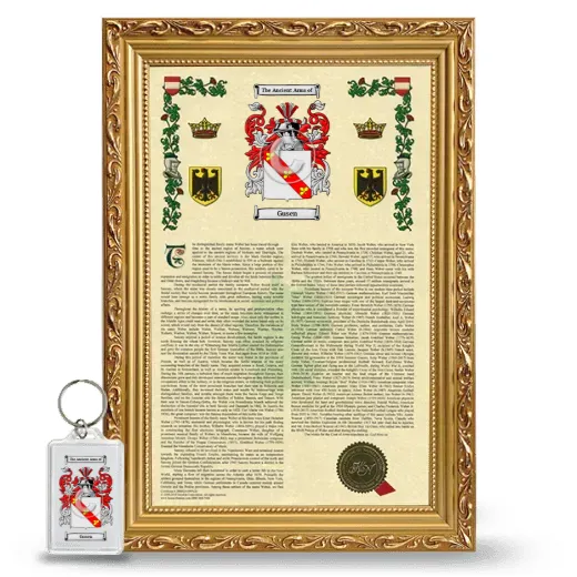 Gusen Framed Armorial History and Keychain - Gold