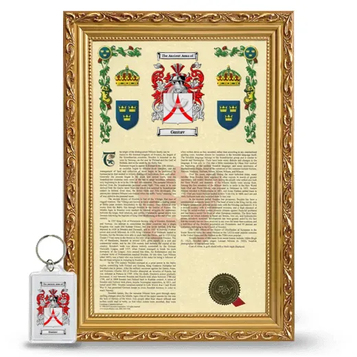 Gustav Framed Armorial History and Keychain - Gold