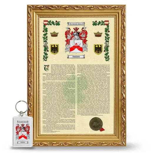 Gustavo Framed Armorial History and Keychain - Gold