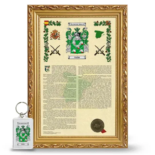 Gutier Framed Armorial History and Keychain - Gold