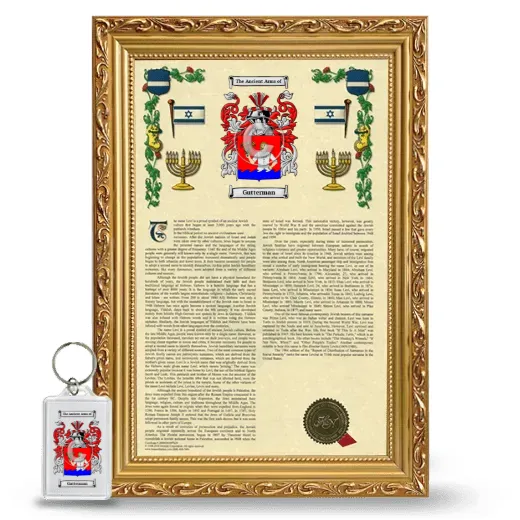 Gutterman Framed Armorial History and Keychain - Gold
