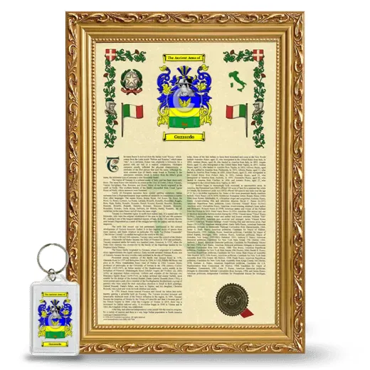 Guzzardo Framed Armorial History and Keychain - Gold