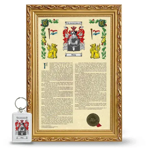 Haag Framed Armorial History and Keychain - Gold