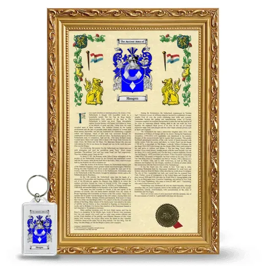 Haagen Framed Armorial History and Keychain - Gold