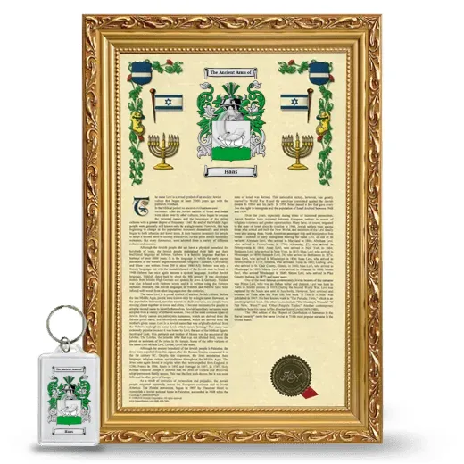 Haas Framed Armorial History and Keychain - Gold