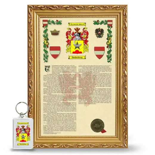 Hachenburg Framed Armorial History and Keychain - Gold