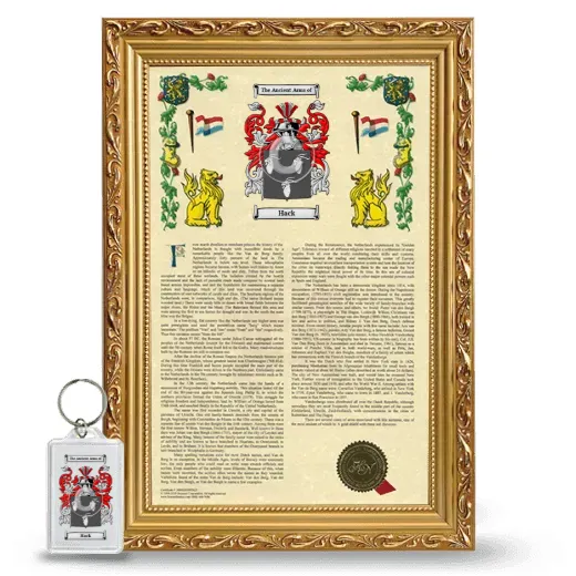 Hack Framed Armorial History and Keychain - Gold