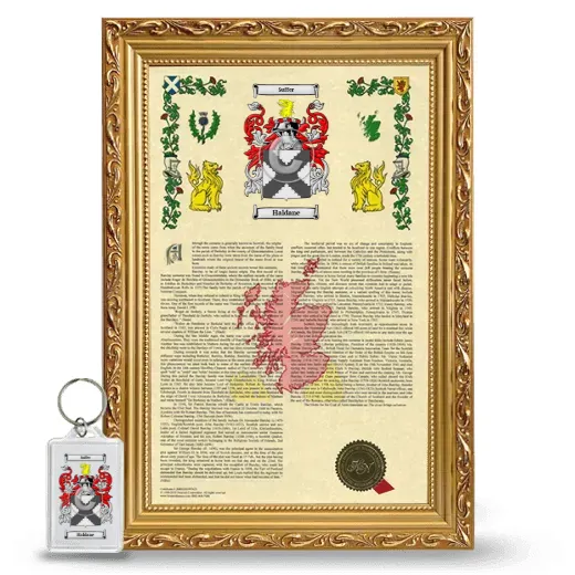 Haldane Framed Armorial History and Keychain - Gold