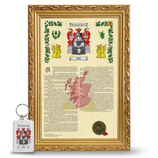 Hall Framed Armorial History and Keychain - Gold