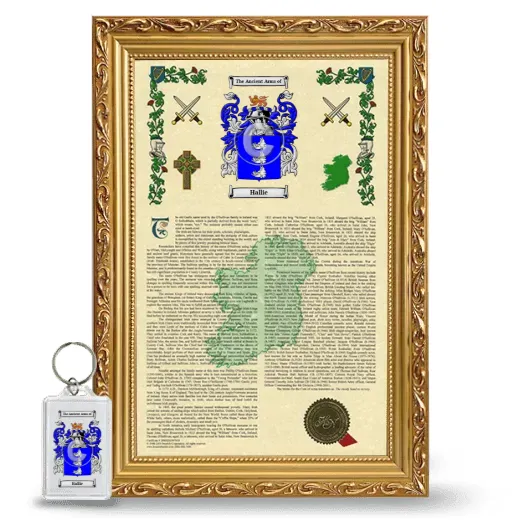 Hallie Framed Armorial History and Keychain - Gold