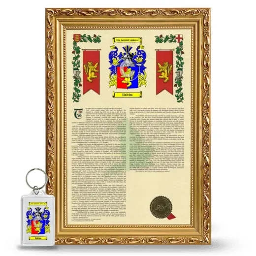 Haltim Framed Armorial History and Keychain - Gold