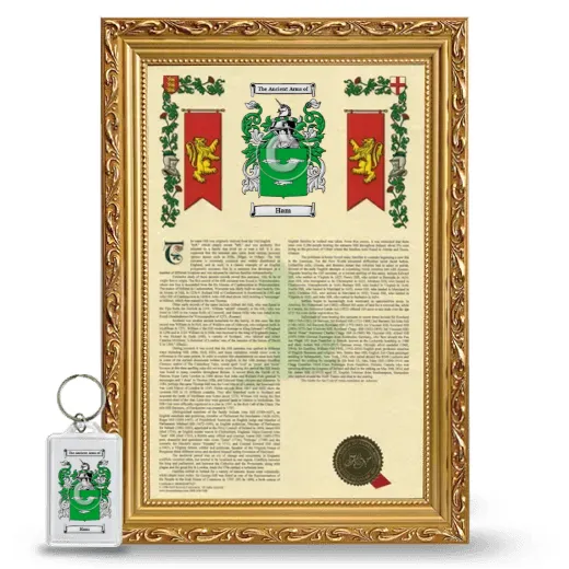 Ham Framed Armorial History and Keychain - Gold