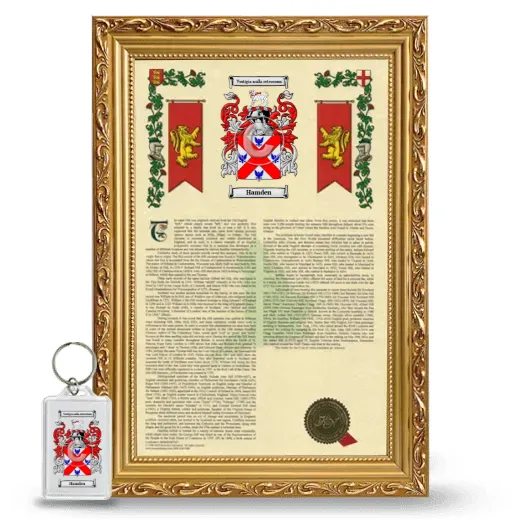 Hamden Framed Armorial History and Keychain - Gold