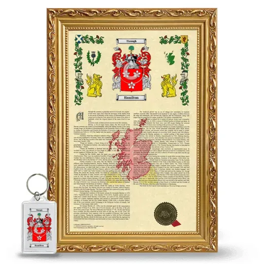 Hamilton Framed Armorial History and Keychain - Gold