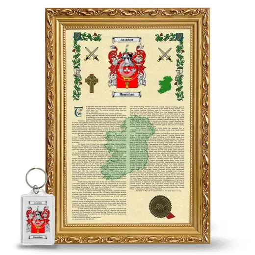 Hanrahan Framed Armorial History and Keychain - Gold