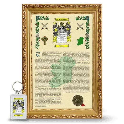 Hanson Framed Armorial History and Keychain - Gold